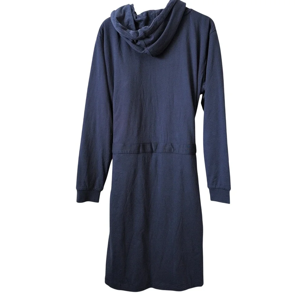 DudeRobe Mens Navy Blue Hooded Bathrobe Cotton Jersey Toweling NWT S/M Lounge